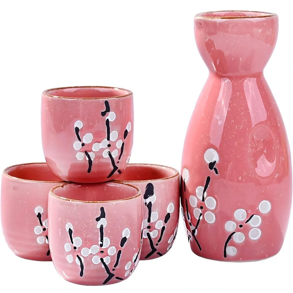 Pink Cherry Blossom Sake Set